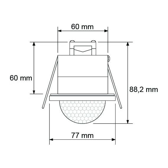 SEBSON Bewegungsmelder Unterputz Außen 20m / 360° - Decken Montage, programmierbar, LED geeignet, Einbauloch Ø63-66mm, PIR Infrarot Sensor, 3-Draht