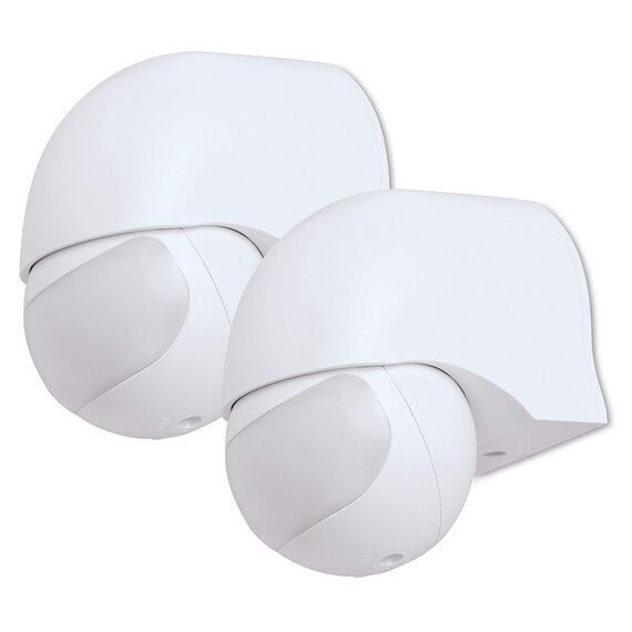 conecto Infrarot Bewegungsmelder innen+außen Aufputz Wand LED 180° schwenkbar neigbar IP44 Dämmerungssensor(2er Set), weiß