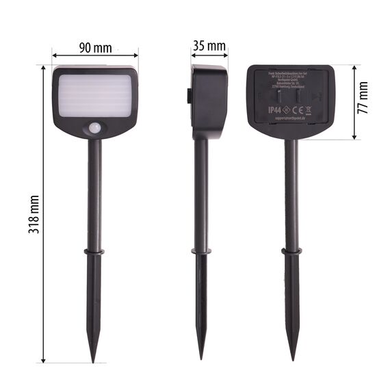 Northpoint LED Batterie Strahler Fluter Sicherheitsleuchte 3er Set mit Funk-Aktivierung Bewegungsmelder Dämmerungssensor (Outdoor)