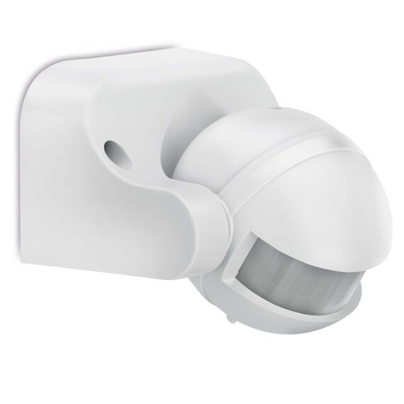 conecto Infrarot Bewegungsmelder innen+außen Aufputz Wand LED 180° schwenkbar neigbar IP44 Dämmerungssensor (2er Set), weiß