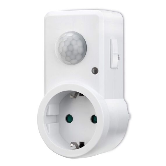 conecto Infrarot Bewegungsmelder für Steckdose innen Zwischenstecker LED 120° IP20 Dämmerungssensor (4er Set), weiß