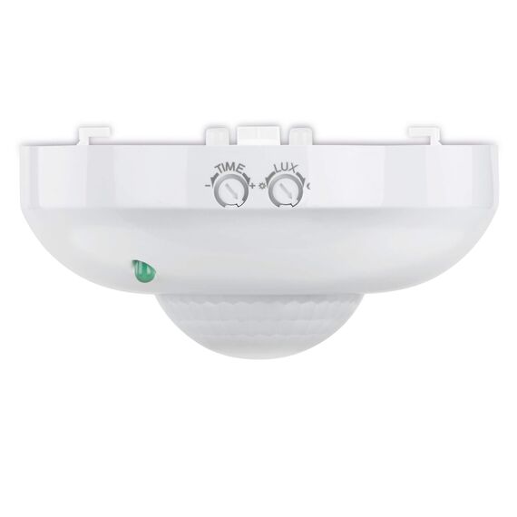 conecto Infrarot Bewegungsmelder Decke innen Aufputz Deckenmontage LED 360° Lichtsteuerung IP20 Dämmerungssensor (2er Set), weiß