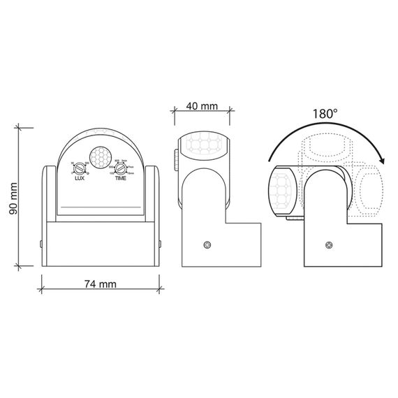 SEBSON Bewegungsmelder Außen - 2er Set - IP65 Aufputz Wand Montage, LED geeignet, programmierbar, Infrarot Sensor 12m/180°- 3m/360°, 3-Draht