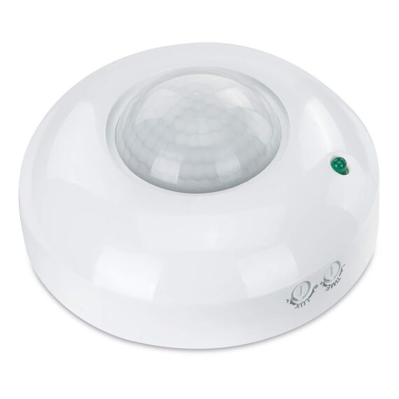 conecto Infrarot Bewegungsmelder Decke innen Aufputz Deckenmontage LED 360° Lichtsteuerung IP20 Dämmerungssensor (2er Set), weiß