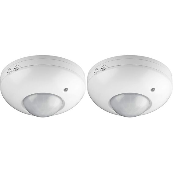 Goobay 95172 Infrarot Bewegungsmelder für Innen IP20 mit 360° Pir Sensor für Led Deckenleuchte Melder Decke Aufputz Montage 6m Reichweite Weiß (Packung mit 2)