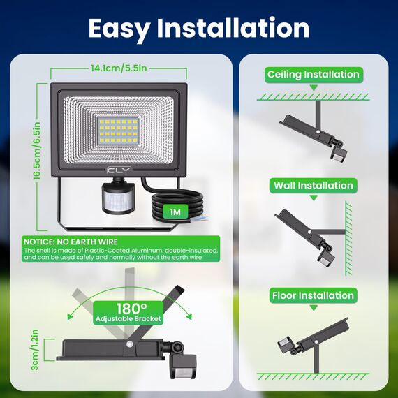 CLY 25W LED Strahler mit Bewegungsmelder 6500K 2100LM Scheinwerfer Wandleuchte IP66 Wasserdicht Außenstrahler Superhell Kaltweiß LED Fluter mit Sensor für Garten Hinterhof Garage