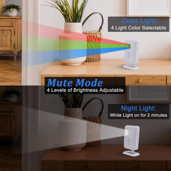 NineLeaf Infrarot Alarm Durchgangsmelder Sensor Glocke Ladeglocke Durchgangsalarm oder Einstiegssensor Willkommensgast mit 32 verschiedenen Melodien für Business Hotel Zuhause 2 Sender 2 Empfängern