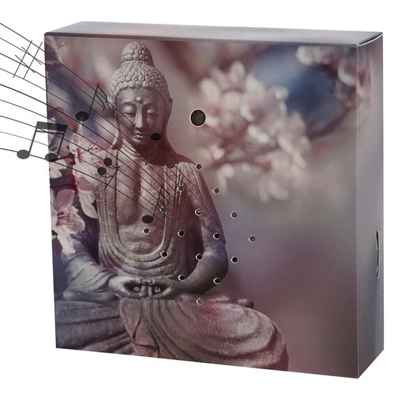Soundbox 'Buddha' Bewegungssensor | 12x12x3,5cm Pappe Kunststoff | Meditationssound Lautstärke regulierbar (1 x Soundbox Buddha)