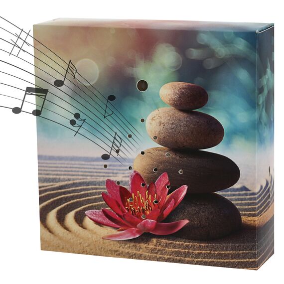Soundbox 'Steine' Bewegungssensor | 12x12x3,5cm Pappe Kunststoff | Meditationssound Lautstärke regulierbar (1 x Soundbox Steine)