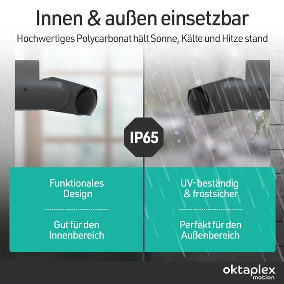 Oktaplex Bea 2er Set Bewegungsmelder Eckmontage Aussen IP65 PIR-Sensor schwenkbar 180° 12m Reichweite 230V anthrazit Aufputz Bewegungssensor