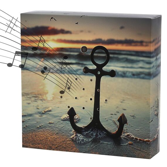 Soundbox 'Anker' Bewegungssensor | 12x12x3,5cm Pappe Kunststoff | Wellenrauschen Lautstärke regulierbar (1 x Soundbox Anker)