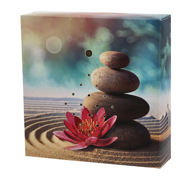 Soundbox 'Steine' Bewegungssensor | 12x12x3,5cm Pappe Kunststoff | Meditationssound Lautstärke regulierbar (1 x Soundbox Steine)