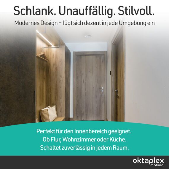Oktaplex Ida 2er Set Decken-Bewegungsmelder flach 360° Hochfrequenz-Sensor 2-16m Reichweite 230V Präsenzmelder weiß mit Dämmerungssensor