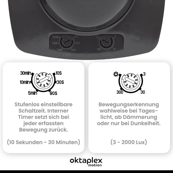 Oktaplex 2er Set Tim Präsenzmelder 360° Bewegungsmelder Aussen IP65 Infrarot-Bewegungssensor anthrazit 230V