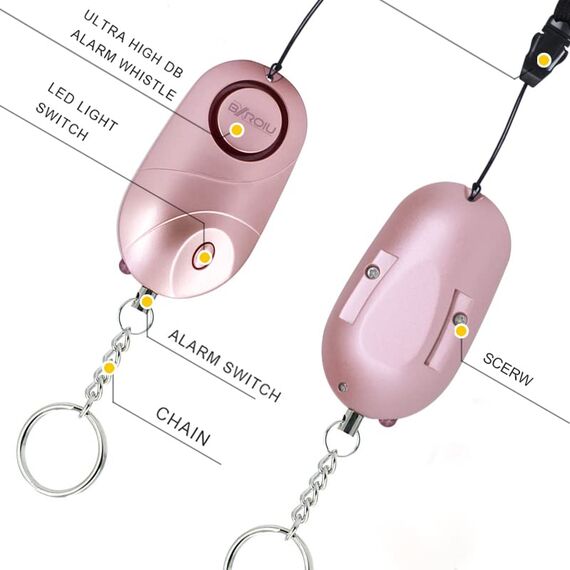 Persönlicher Alarm – Schlüsselanhänger mit Sirene für Selbstverteidigung und Sicherheit, tragbares Gerät für Frauen, Kinder und Senioren (Roségold+Schwarz)