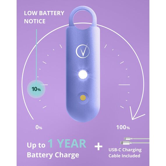 Vantamo Taschenalarm Extra Laut 130dB Mit 2 Lautsprechern Für Selbstverteidigung Frauen, Hell Taschenlampe & Batteriewarnung, Alarm Für Frauen Unterwegs Mit Schlüsselanhänger