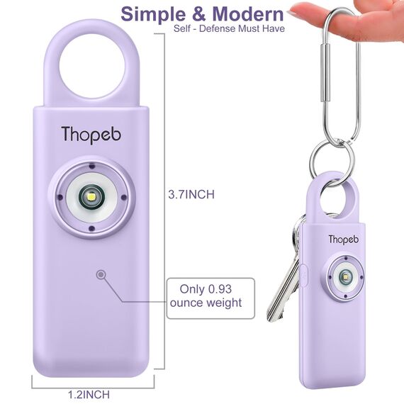 Der Original Persönlicher Alarm Für Frauen, Schlüsselanhänger Mit Alarm, Wiederaufladbar, 135 dB Sirene, Stroboskop, SOS-LED-Licht. Hilft älteren Menschen und Kindern Notruf (Orchidee)