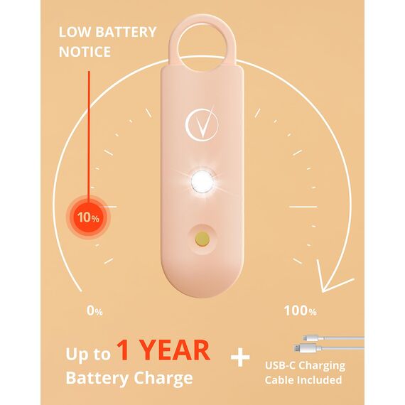 Vantamo Taschenalarm Extra Laut 130dB Mit 2 Lautsprechern Für Selbstverteidigung Frauen, Hell Taschenlampe & Batteriewarnung, Alarm Für Frauen Unterwegs Mit Schlüsselanhänger