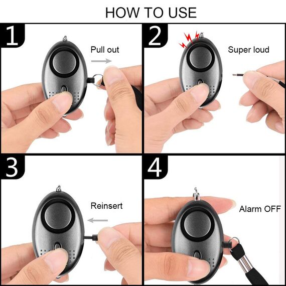 Notfall Persönlicher Alarm [2er Pack] Qoosea Scream Safesound Alarm 140dB LED Taschenlampe für Kinder/Frauen/Senioren/Student Self Defense Schutz Gesichert (Schwarz + Lila)