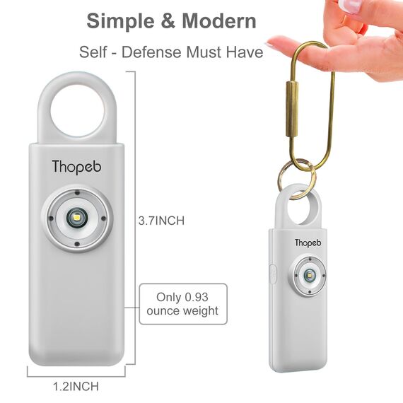 Der Original Persönlicher Alarm Für Frauen, 135 dB Sirene, Wiederaufladbar, Schlüsselanhänger Mit Alarm, Stroboskop, SOS-LED-Licht. Hilft älteren Menschen und Kindern Notruf (Metallic Silver)