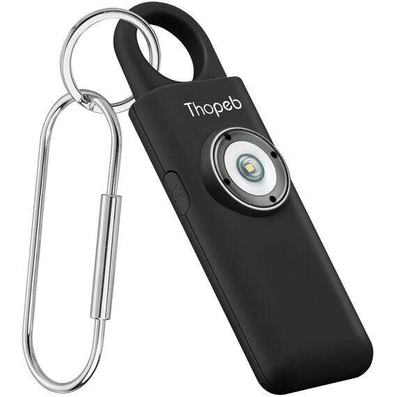 Thopeb Der Original Persönlicher Alarm Für Frauen, Schlüsselanhänger Mit Alarm, Wiederaufladbar, 135 dB Sirene, Stroboskop, SOS-LED-Licht. Hilft älteren Menschen und Kindern Notruf (Anthrazit)