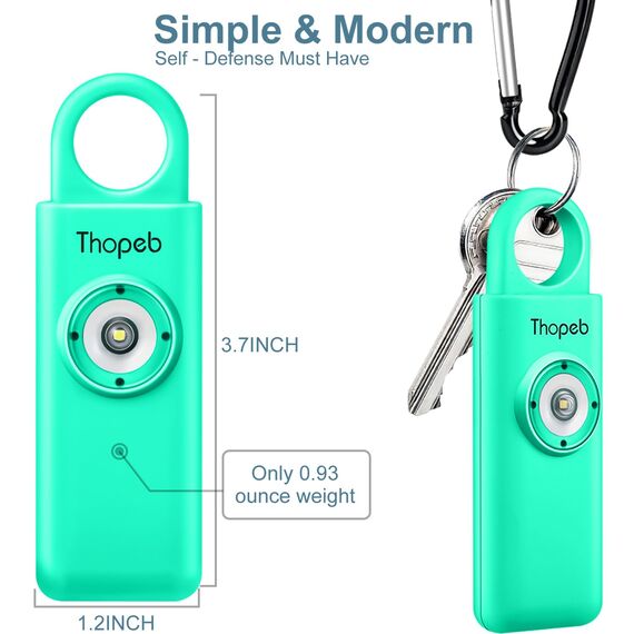 Der Original Persönlicher Alarm Für Frauen, Schlüsselanhänger Mit Alarm für Selbstverteidigung und Sicherheit, 130 dB Sirene, LED-Stroboskoplicht, Hilft Ältesten, Kinder (Seegrün)