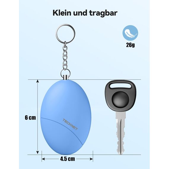TECKNET Taschenalarm für Frauen, 4 PCS 130dB Persönlicher Sirenen Schlüsselanhänger, IP56 Wasserdicht und sturzfest Selbstverteidigung Panikalarm Persönliche Sicherheit für Frauen, Kinder, Senioren