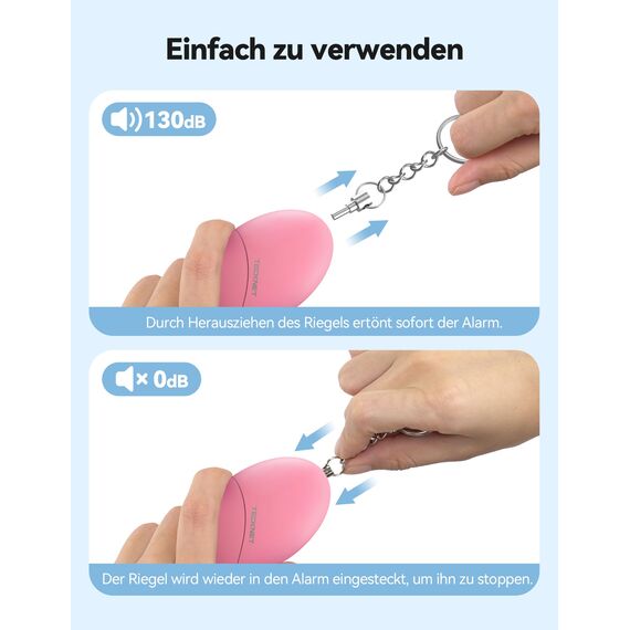 TECKNET Taschenalarm für Frauen, 4 PCS 130dB Persönlicher Sirenen Schlüsselanhänger, IP56 Wasserdicht und sturzfest Selbstverteidigung Panikalarm Persönliche Sicherheit für Frauen, Kinder, Senioren