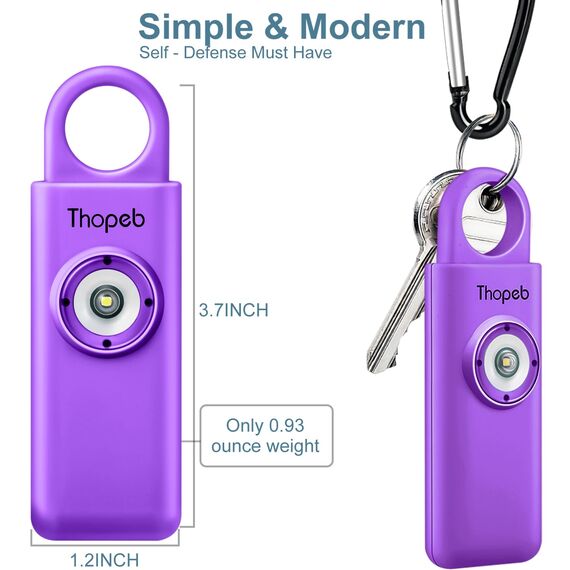 Der Original Persönlicher Alarm Für Frauen, Schlüsselanhänger Mit Alarm für Selbstverteidigung und Sicherheit, 130 dB Sirene, LED-Stroboskoplicht, Hilft Ältesten, Kinder (Tiefes Violett)