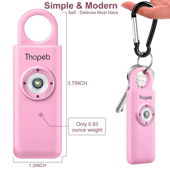 Der Original Persönlicher Alarm Für Frauen, Originale Selbstverteidigungs-Schlüsselanhänger für Damen, persönlicher Alarm, von der Polizei empfohlen, LED-Stroboskoplicht, 130 dB Sirene (Rosa)