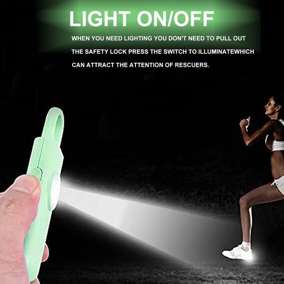 Der Original Persönlicher Alarm Für Frauen, Schlüsselanhänger Alarm mit Sirene für Selbstverteidigung und Sicherheit, Wiederaufladbar, 135 dB Sirene, LED Stroboskoplicht, Knallfarben (Fruit Green)