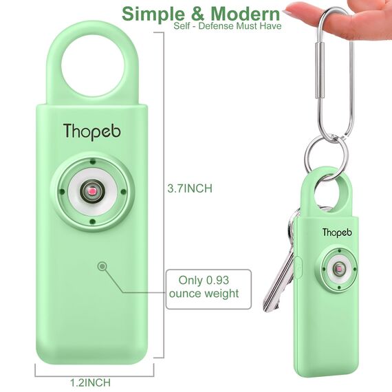 Der Original Persönlicher Alarm Für Frauen, Schlüsselanhänger Alarm mit Sirene für Selbstverteidigung und Sicherheit, Wiederaufladbar, 135 dB Sirene, LED Stroboskoplicht, Knallfarben (Fruit Green)