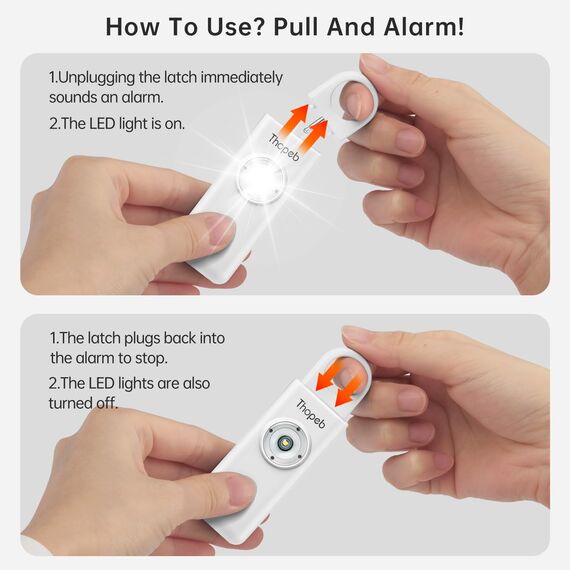 Der Original Persönlicher Alarm Für Frauen, Schlüsselanhänger Alarm mit Sirene für Selbstverteidigung und Sicherheit, Von der Polizei Empfohlen, 130 dB Sirene, LED-Stroboskoplicht (weiß)