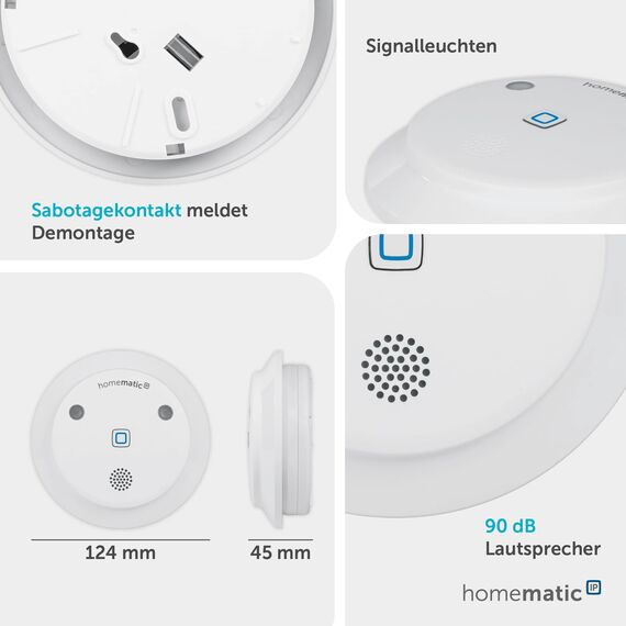 Homematic IP Alarmsirene, Smart Home, kabellose Funk-Innensirene mit App-Funktion warnt hörbar, sichtbar und per Push-Nachricht, 153825A0