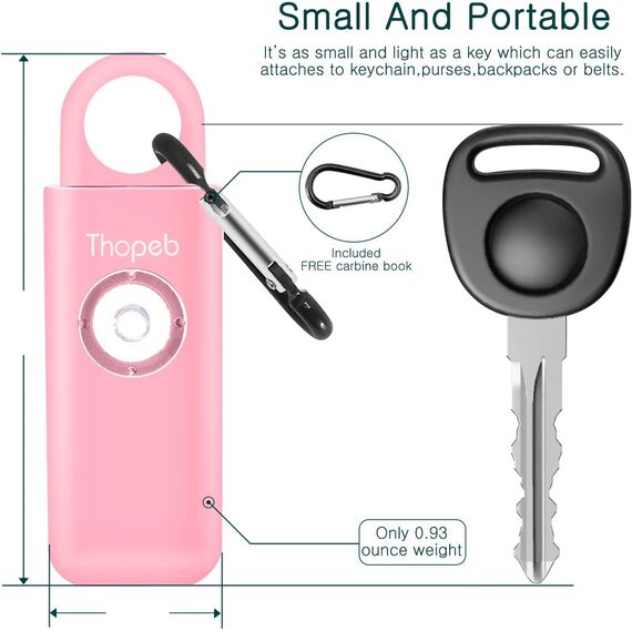 Der Original Persönlicher Alarm Für Frauen, Originale Selbstverteidigungs-Schlüsselanhänger für Damen, persönlicher Alarm, von der Polizei empfohlen, LED-Stroboskoplicht, 130 dB Sirene (Rosa)
