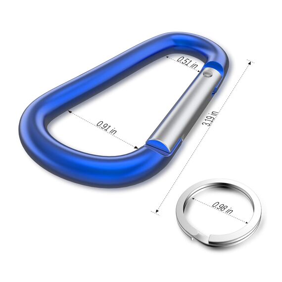 Sprookber 3" Aluminium Karabiner D-Ring - karabinerhaken Clips mit Federschnapphaken für Schlüsselanhänger Clip - 10 Stücke