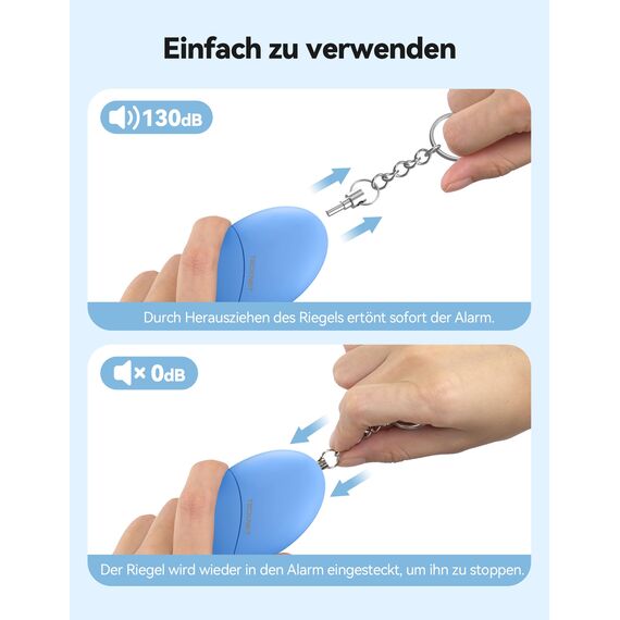 TECKNET Taschenalarm für Frauen, 2 PCS 130dB Persönlicher Sirenen Schlüsselanhänger, sturzfest Selbstverteidigung Panikalarm Persönliche Sicherheit für Frauen, Kinder, Senioren