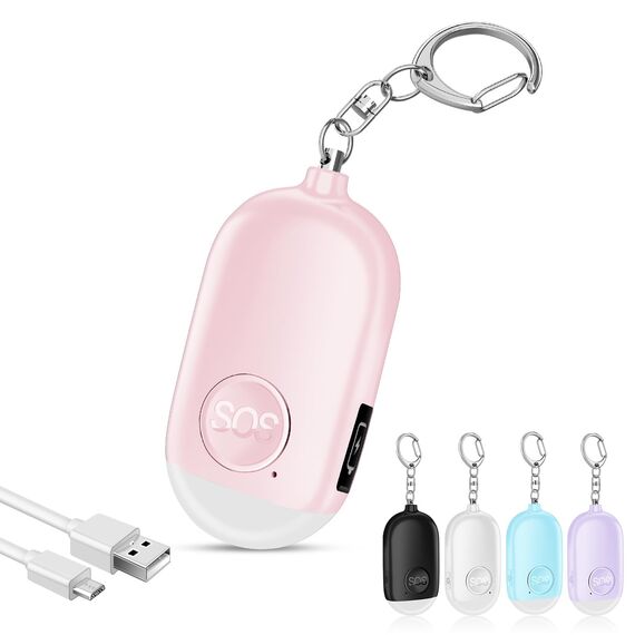 Hion Taschenalarm Frauen,130DB Wiederaufladbar Persönlicher Selbstverteidigung Alarm mit LED-Beleuchtung,Panikalarm Handtaschenalarm Schlüsselanhänger für Frauen,Kinder,ältere Menschen（Rosa）