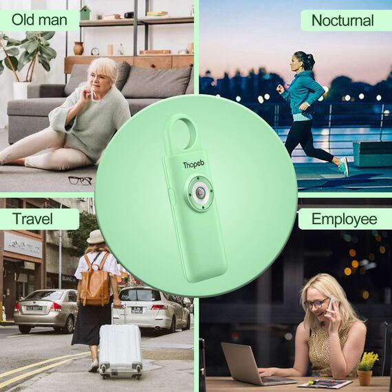 Der Original Persönlicher Alarm Für Frauen, Schlüsselanhänger Alarm mit Sirene für Selbstverteidigung und Sicherheit, Wiederaufladbar, 135 dB Sirene, LED Stroboskoplicht, Knallfarben (Fruit Green)