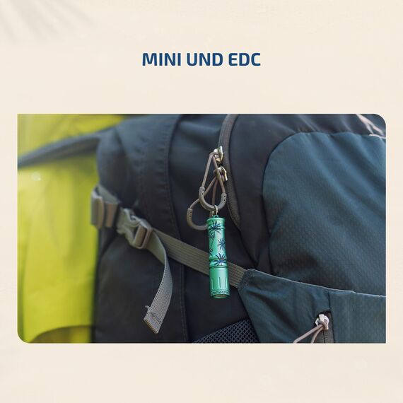 OLIGHT I3E EOS Mini LED Taschenlampe Schlüsselanhänger 90 Lumen und 44m Reichweite, kleine Flashlight Schlüsselbund Handlampe Wasserdicht IPX8, AAA Batterie, für Camping,Wandern Summer Palm