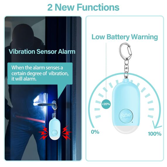 Hion Taschenalarm Frauen,3St 130DB Wiederaufladbar Persönlicher Selbstverteidigung Alarm mit LED-Beleuchtung, Panikalarm Handtaschen Schlüsselanhänger für Frauen,Kinder,ältere Menschen(Rosa+Blau+weiß)