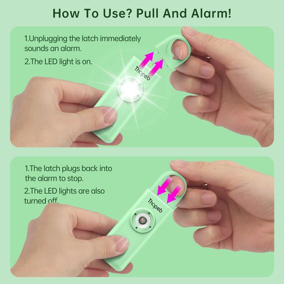 Der Original Persönlicher Alarm Für Frauen, Schlüsselanhänger Alarm mit Sirene für Selbstverteidigung und Sicherheit, Wiederaufladbar, 135 dB Sirene, LED Stroboskoplicht, Knallfarben (Fruit Green)