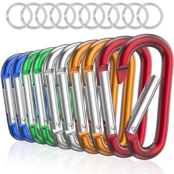 Sprookber 3" Aluminium Karabiner D-Ring - karabinerhaken Clips mit Federschnapphaken für Schlüsselanhänger Clip - 10 Stücke