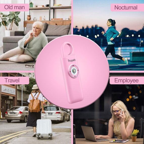 Der Original Persönlicher Alarm Für Frauen, Originale Selbstverteidigungs-Schlüsselanhänger für Damen, persönlicher Alarm, von der Polizei empfohlen, LED-Stroboskoplicht, 130 dB Sirene (Rosa)