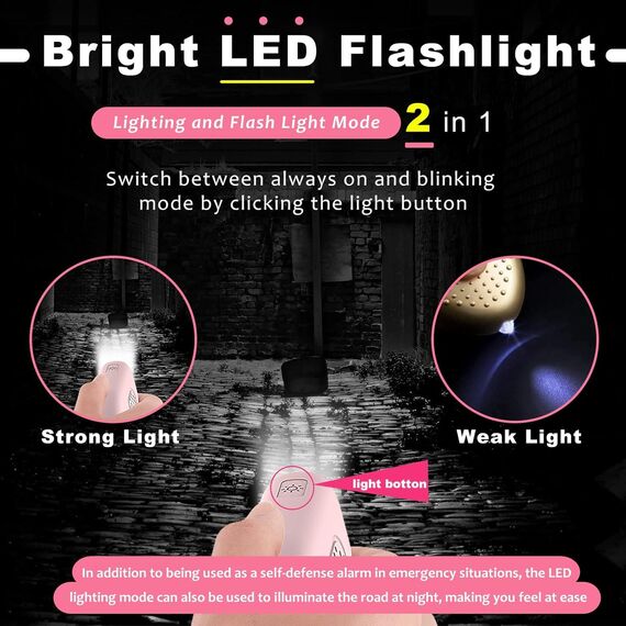 Hion Taschenalarm Frauen,130DB Wiederaufladbar Persönlicher Selbstverteidigung Alarm mit LED-Beleuchtung,Panikalarm Handtaschenalarm Schlüsselanhänger für Frauen,Kinder,ältere Menschen (Weiß)