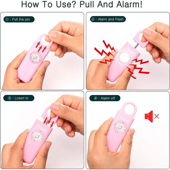 Der Original Persönlicher Alarm Für Frauen, Originale Selbstverteidigungs-Schlüsselanhänger für Damen, persönlicher Alarm, von der Polizei empfohlen, LED-Stroboskoplicht, 130 dB Sirene (Rosa)