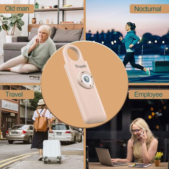 Thopeb Personal Alarm Schlüsselanhänger Frauen - Extra Laute Sirene, Stroboskoplicht, Sicherheit für Senioren und Damen