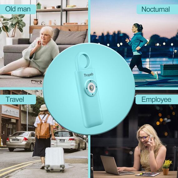 Der Original Persönlicher Alarm Für Frauen, Originale Selbstverteidigungs-Schlüsselanhänger für Damen, persönlicher Alarm, von der Polizei empfohlen, LED-Stroboskoplicht, 130 dB Sirene (Azure)
