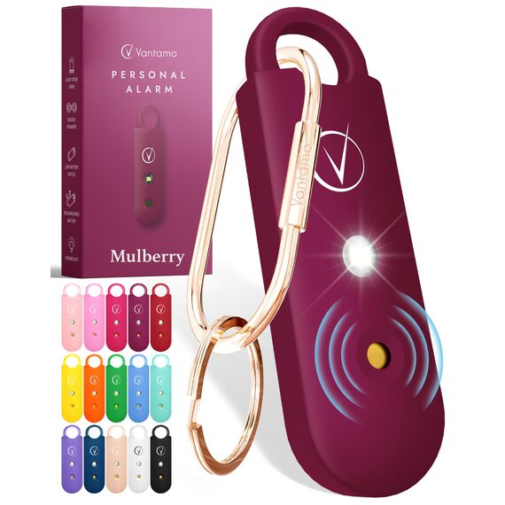 Vantamo Taschenalarm Extra Laut 130dB Mit 2 Lautsprechern Für Selbstverteidigung Frauen, Hell Taschenlampe & Batteriewarnung, Alarm Für Frauen Unterwegs Mit Schlüsselanhänger