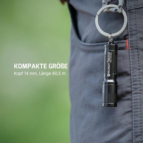 OLIGHT I3E EOS Mini LED Taschenlampe Schlüsselanhänger 90 Lumen und 44m Reichweite, kleine Flashlight Schlüsselbund Handlampe Wasserdicht IPX8, AAA Batterie, für Camping, Wandern
